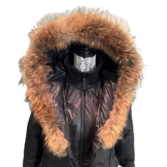 Rudsak Atelier Noir Sandra down Jacket Double Layer Zipper Real Fur Black size M - Picture 9 of 16